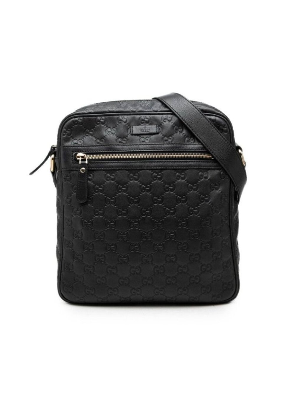 Gucci Guccissima Crossbody Shoulder Bag Black Leather